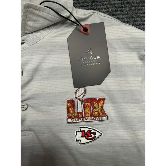 Antigua Super Bowl LVII Kansas City Chiefs Tunnel Polo Shirt M Gray & White St - Picture 5 of 7